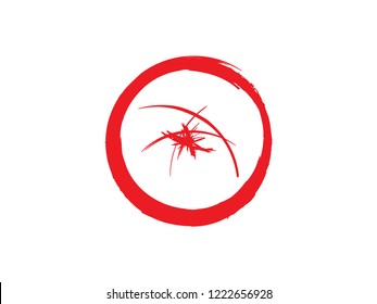 Red Zen Buddhism Symbolic Circle Vector Illustration. Hand Paint Brush Enso Circle Vector Design. Chinese Meditative Symbol Emblem. Original and Trend Logo Design