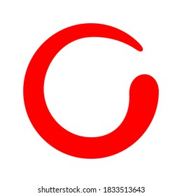 círculo rojo zen aislado en blanco, logotipo de espiral cero rojo con forma de giro de líneas, signo zen, símbolo cero