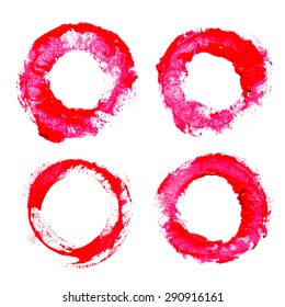 Red zen circle on white background. Red circle hand-drawn with paint.