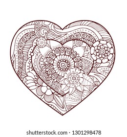 Mehndi Flower Pattern Form Heart Henna Stock Vector (Royalty Free ...