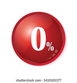 Red zero percent button sign