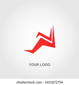 red zig zag logo. gradation color template design vector