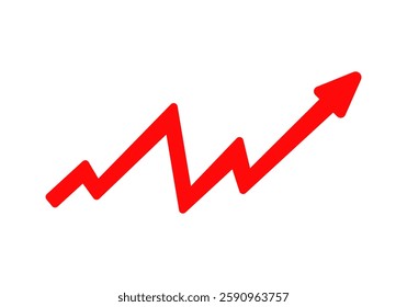 Red zigzag arrow pointing upward, indicating growth or increase in economic data.