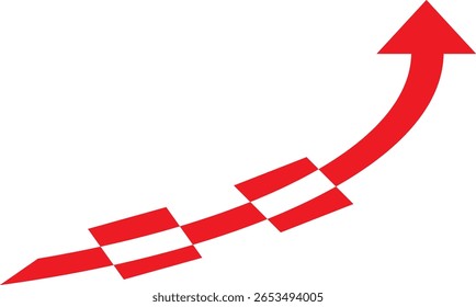 Vector rojo de la flecha del zigzag que indica el aumento financiero rápido y el crecimiento del funcionamiento del mercado de valores