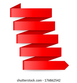 Red zigzag paper arrow on white background