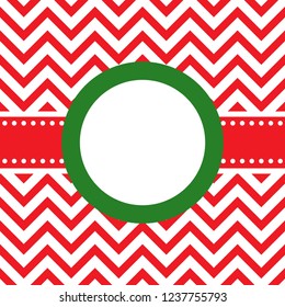 red zigzag pattern with round frame on white background with red ribbon. Winter vintage wallpaper, good for card. Vector illustration.Vector illustration