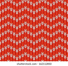 Red zigzag striped knit vector seamless pattern