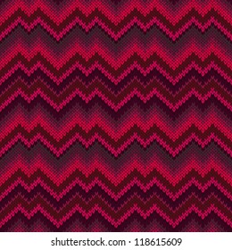 Red Zigzag Wave Style Passion Seamless Ornamental Knitted Pattern