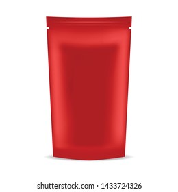 Red zip packing design for food and snack, coffee product vector illustration. Mock Up