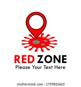 Ilustración del logotipo del virus de la corona de la zona roja. adecuado para médicos, medios, aplicaciones, sitios web, juegos, mapas, gps, etc