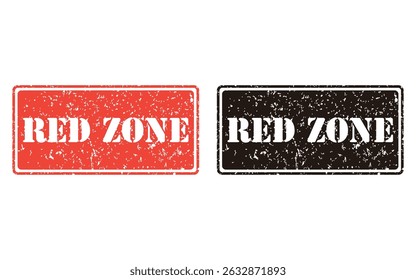 red zone grunge stamp design, vector, isolated on transparent background