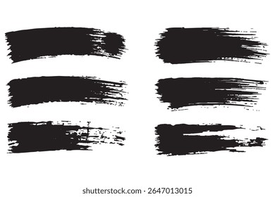 Redação Acrílica pinceladas conjunto de vetores de traçados - Grunge tinta manchas, elementos texturizados artísticos modernos para projetos de design, coleção de traço preto abstrato editável