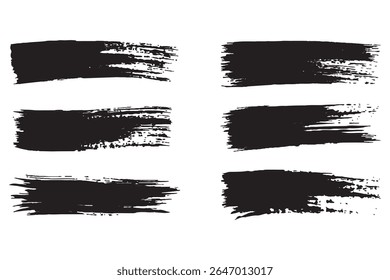 Redação Acrílica pinceladas conjunto de vetores de traçados - Grunge tinta manchas, elementos texturizados artísticos modernos para projetos de design, coleção de traço preto abstrato editável