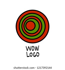 Redand green round logo hand drawn in minimalistic style