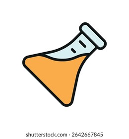 Red-and-yellow colored flask icon for science content.