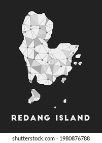 Redang Island communication network map. Redang Island trendy geometric design on dark background. Technology, internet, network, telecommunication concept. Vector illustration.