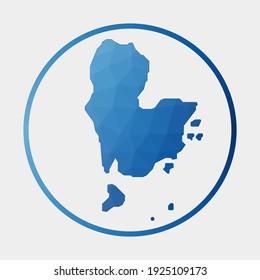 Icono de Isla Redang. Mapa poligonal en el anillo degradado. Signo de la isla de Redang. Ilustración vectorial.