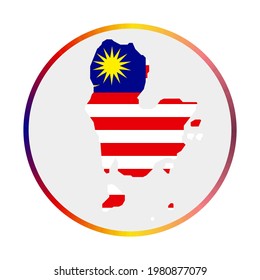 Redang Island icon. Shape of the map with Redang Island flag. Round sign with flag colors gradient ring. Classy vector illustration.