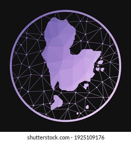 Redang Island icon. Vector polygonal map. Redang icon in geometric style. The island map with purple low poly gradient on dark background.