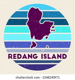 Redang Island logo. Sign with the map and colored stripes, vector illustration. Can be used as insignia, logotype, label, sticker or badge of the Redang Island.