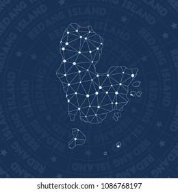 Redang Island network style island map. Fresh space style, modern design for infographics or presentation.
