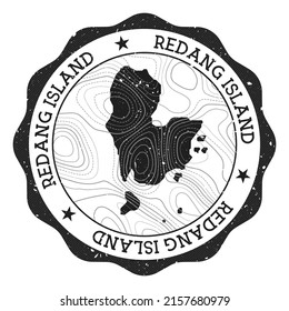 Redang Island outdoor stamp. Round sticker with map with topographic isolines. Vector illustration. Can be used as insignia, logotype, label, sticker or badge of the Redang Island.