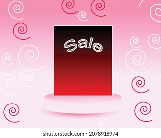 A red-black banner that says Sale has a base and a pink background.