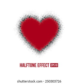Red&Black heart with Halftone Effect. Vector illustration for Valentine's Day Greeting Card, Poster, Flyer or Invitation Design