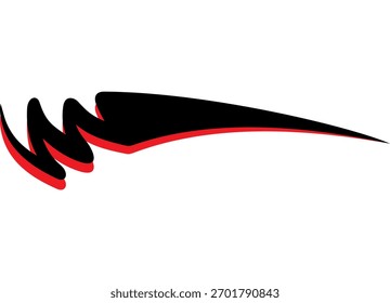 Padrão vermelho-preto em um fundo branco. Elemento de projeto para uma carroceria de carro, barco, publicidade, impressão. Ziguezague. Fundo do vetor. Linha curva