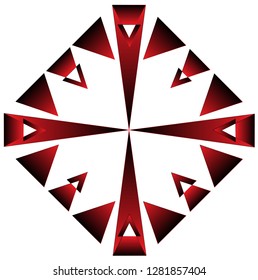 Red-black triangles, of several sizes, assembled into a square.
