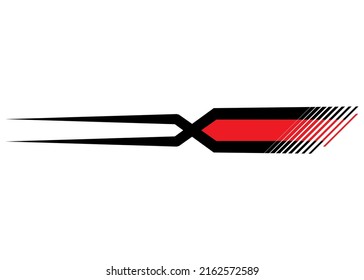 Patrón vectorial rojo-negro para un coche deportivo, barco, moto. Etiqueta del vehículo. Patrón rayado. Fondo rayado del vector