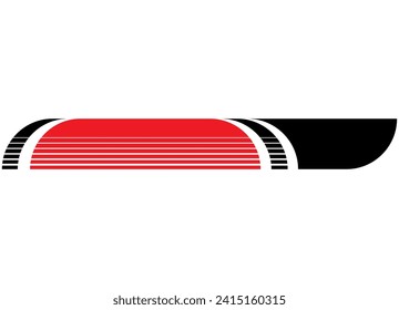 Red-black vector stripe for a sports car, motorcycle, boat, SUV,
 toy, sportswear. Vehicle body decal, Racing striped pattern. Sports design element.