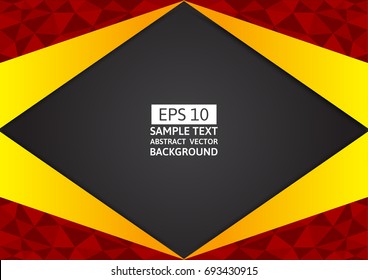 Red,black and yellow, polygon vector background with copy space