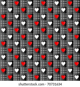 Red-black-white repeated hearts rag