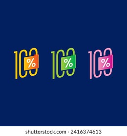 red-blue 100 percent concept. red-green 100 percent concept. red-violet 100 percent concept. 100 percent logos on navy blue background