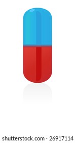 Red-blue capsule isolated on white
