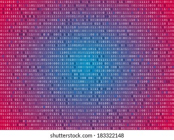 Red-blue computer binary code failure screen  vector background