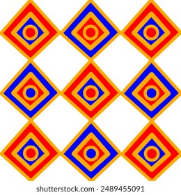 Red-Blue Diamond Shaped Repetitive Design Pattern. Can be used as decoration, wall-hanging artwork design, fabric pattern etc.