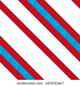 Red-blue pattern with slanted diagonal stripes. Seamless candy cane texture. Vector illustration
