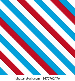 Red-blue pattern with slanted diagonal stripes. Seamless candy cane texture. Vector illustration
