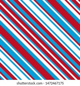 Red-blue pattern with slanted diagonal stripes. Seamless candy cane texture. Vector illustration
