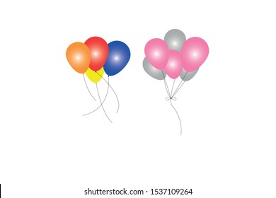 Red,blue,orange,grey and Colorful balloons, flying balloons, prepared balloon vector for your design.mockup