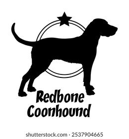 Redbone Coonhound cão silhueta, cão, raças de cães, logotipo, vetor, silhueta, design de logotipo, animal, ilustração, ícone, sinal, design, preto, símbolo, animal de estimação