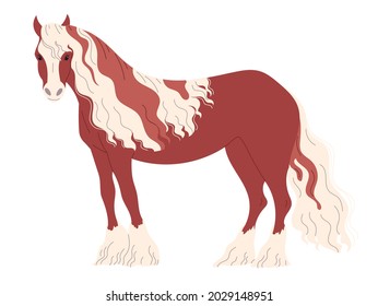 Red-brown horse with a two-color long mane