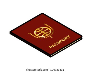 A red/brown passport.
