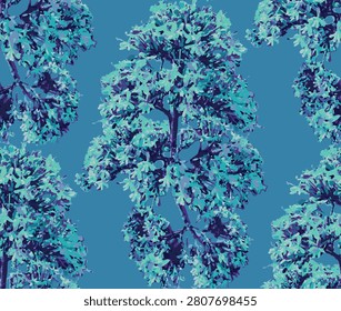 Redbud Blossom  Seamless Floral Pattern with Spring Botanical Branches Background Seamless Pattern, All over printed style, trendy fashionable artwork pattern.