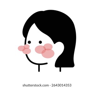 Ícone de mulher com bochechas vermelhas ilustração vetor