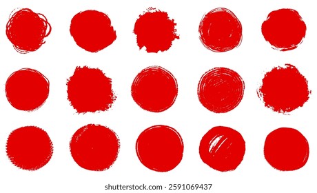 Redchinese ink blot dirt splatter dry brush stroke silhouette. Grunge box frame set, dripping drops, torn paper, graffiti elements isolated.