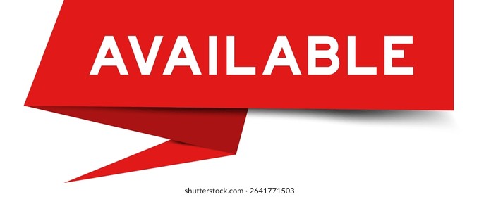 Redcolor speech banner with word available on white background