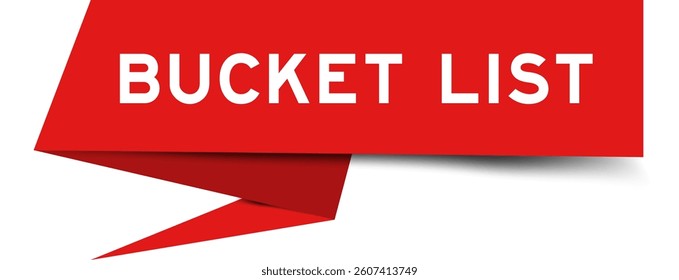 Redcolor speech banner with word bucket list on white background